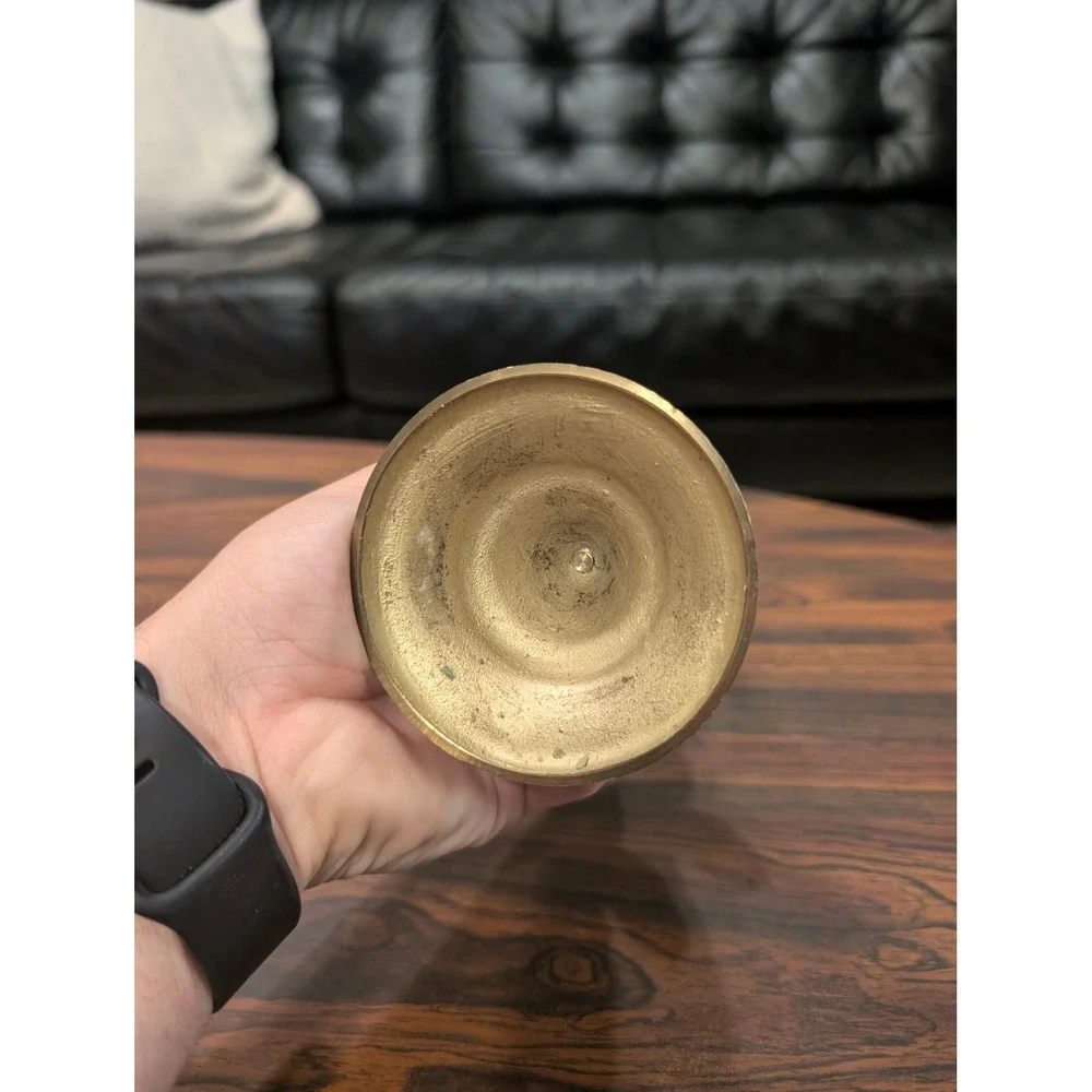 Vintage Solid Brass Taper Candlestick Holder 8 Inch Turned Spindle Design Gold